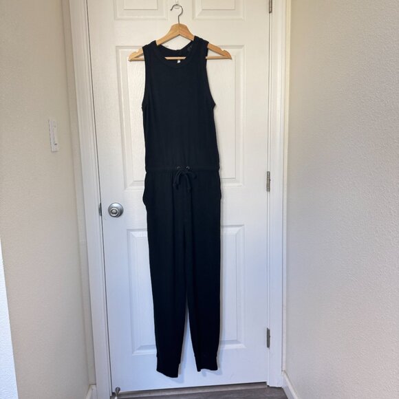 ☀️ NEW LULUS Lounge in Love Black Sleeveless Lounge Jumpsuit Small Soft Jogger - Picture 9 of 10